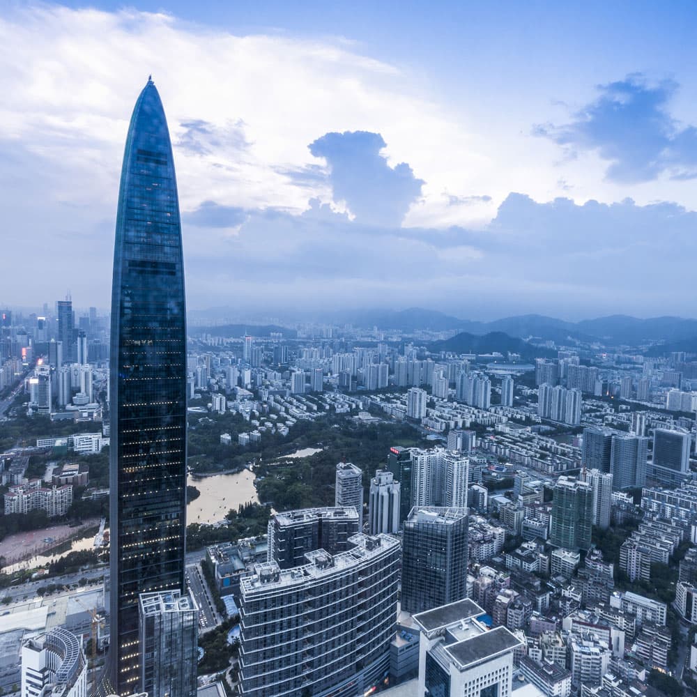 A vibrant city skyline with iconic landmarks and bustling streets, showcasing urban energy and charm